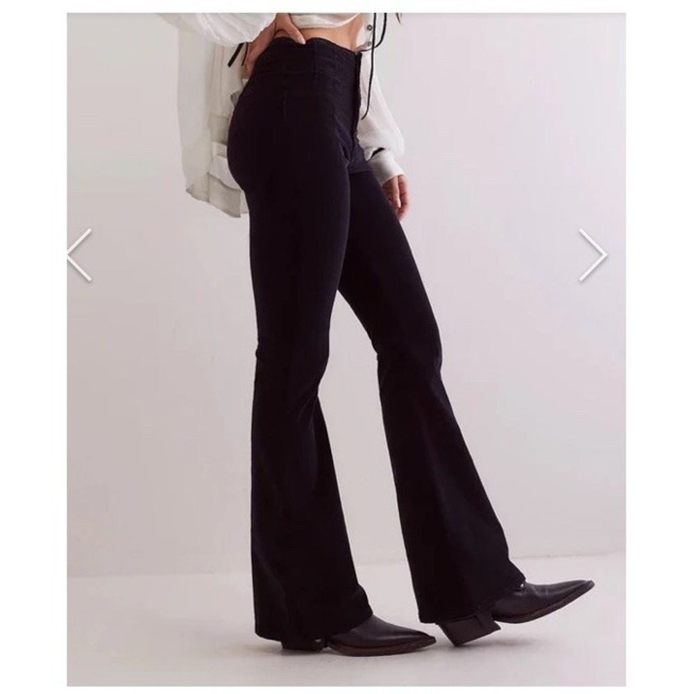 We The Free‎ People Jayde Cord Flare Jeans Sz 25 Black Hippie Western Corduroy